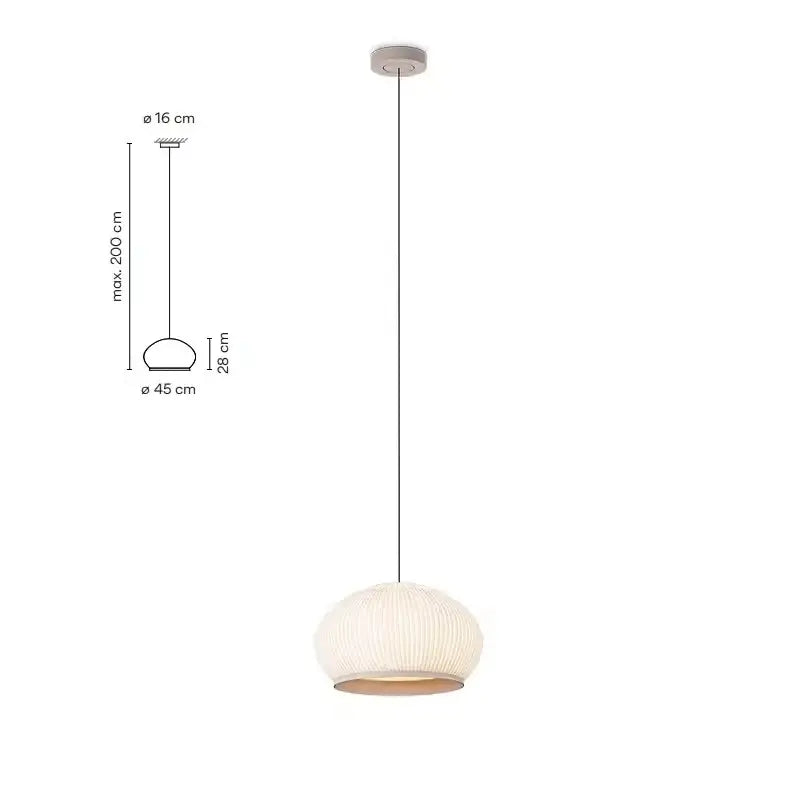 A modern white wabi sabi ribbed fabric light luxury chandelier with wooden base for bedroom decorbites chandelier