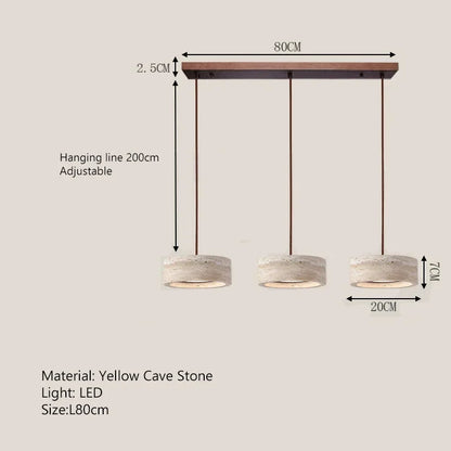 Wabi-Sabi Round Travertine Stone Pendant Light
