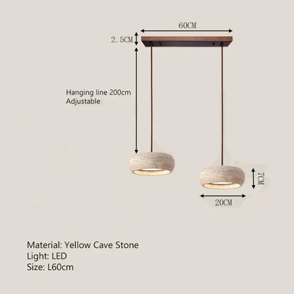 Wabi-Sabi Round Travertine Stone Pendant Light