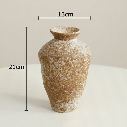 Wabi-sabi rustic brown decorbites ceramic vase with speckled finish and flared rim for living room decor
