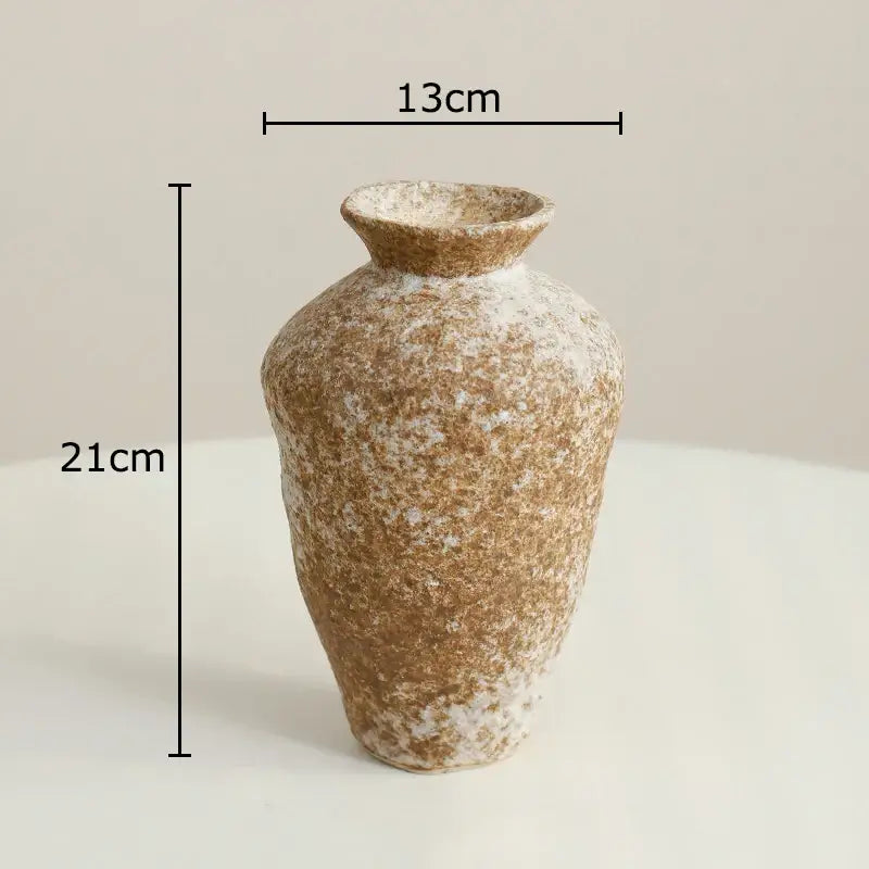 Wabi-sabi rustic brown decorbites ceramic vase with speckled finish and flared rim for living room decor
