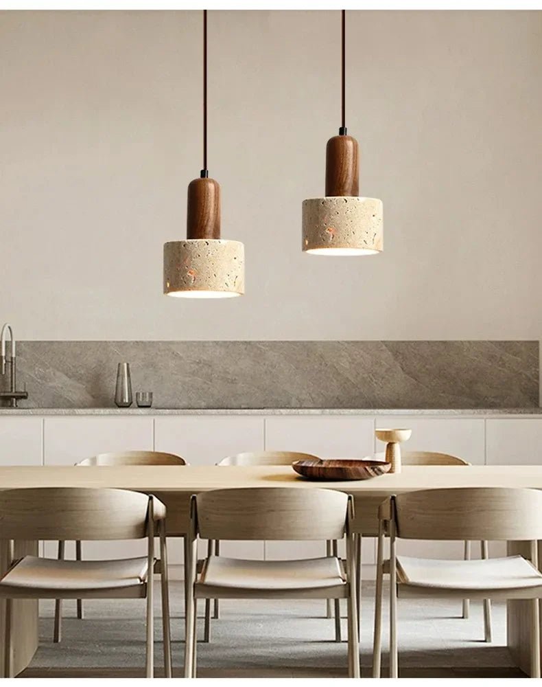 Wabi Sabi Travertine Stone Pendant Light in Yellow Marble - Decorbites