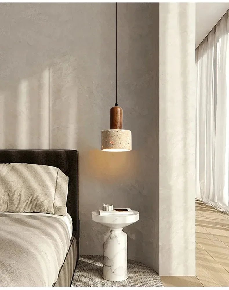 Wabi Sabi Travertine Stone Pendant Light in Yellow Marble - Decorbites