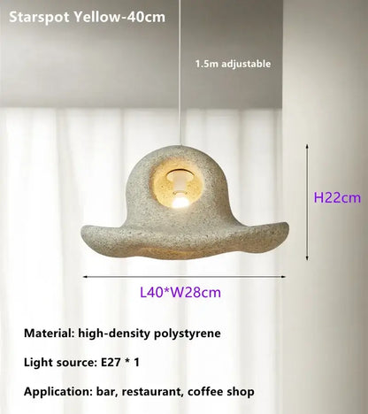 Star-shaped yellow decorbites island led chandelier pendant light made of textured polystyrene with adjustable chain