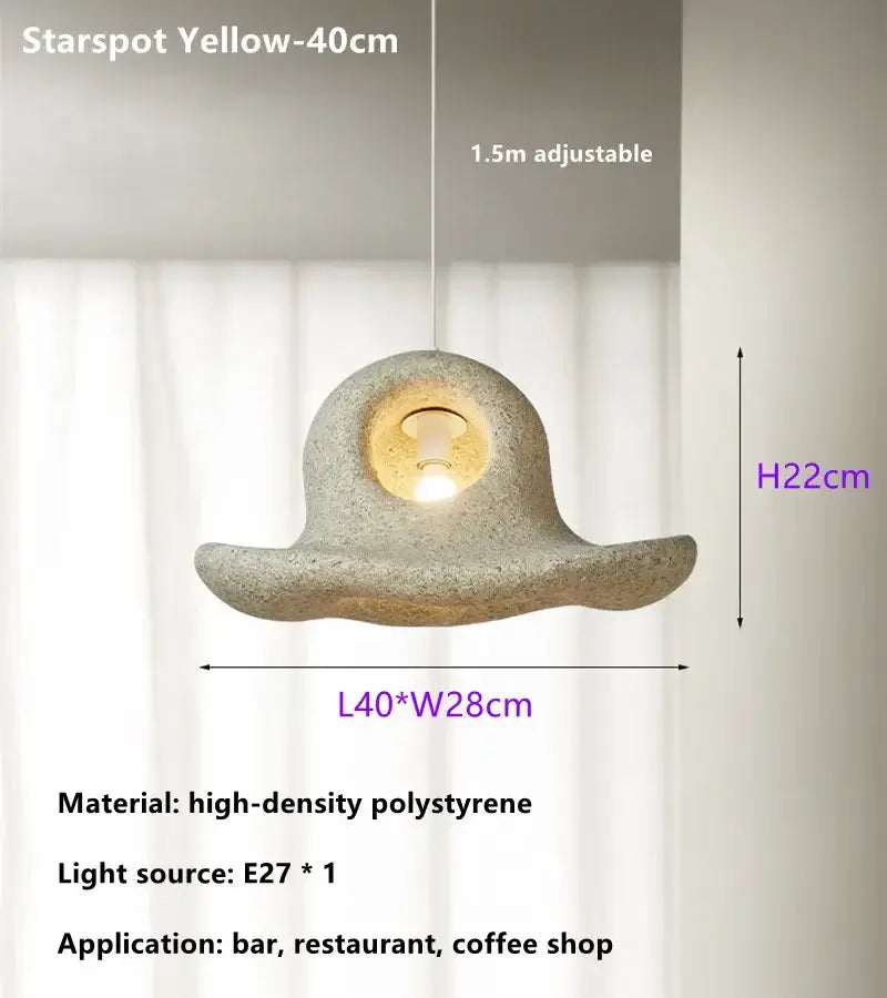 Star-shaped yellow decorbites island led chandelier pendant light made of textured polystyrene with adjustable chain