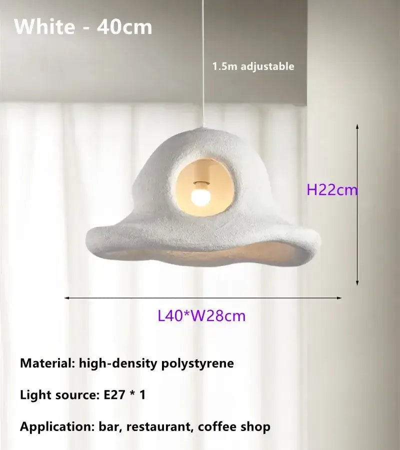 Wabi sabi white cloud island led chandelier is a 40cm wide white pendant lamp in high-density polystyrene decorbites island led