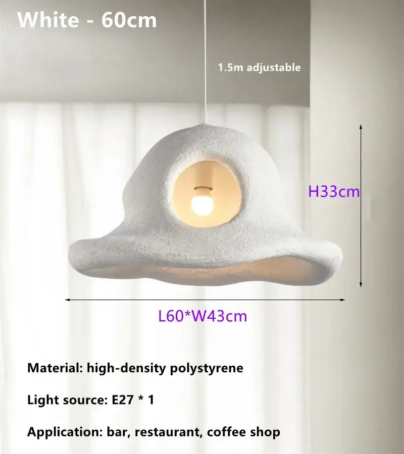 Wabi sabi white cloud island led chandelier pendant light in white high-density polystyrene with adjustable chain decorbites island led