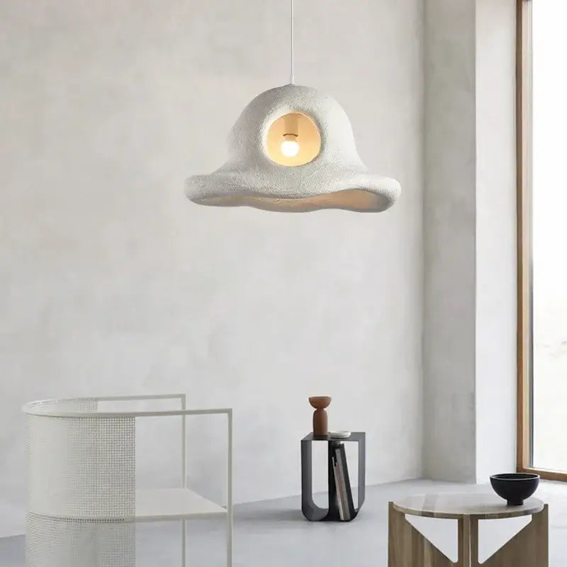Wabi sabi white cloud island led chandelier bedroom pendant light with textured surface and warm incandescent glow decorbites island led