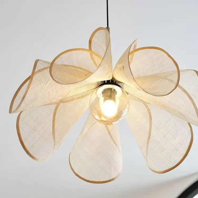 Wabi-Sabi White Fabric Flower Pendant Light - Decorbites