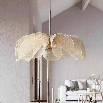 Wabi-Sabi White Fabric Flower Pendant Light - Decorbites