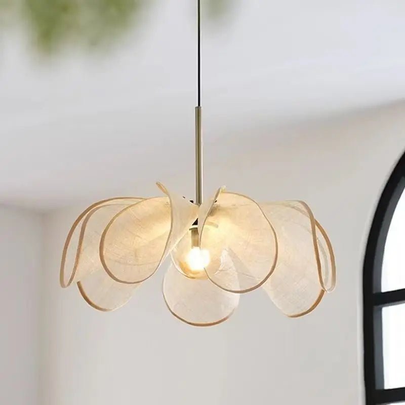 Wabi-Sabi White Fabric Flower Pendant Light - Decorbites