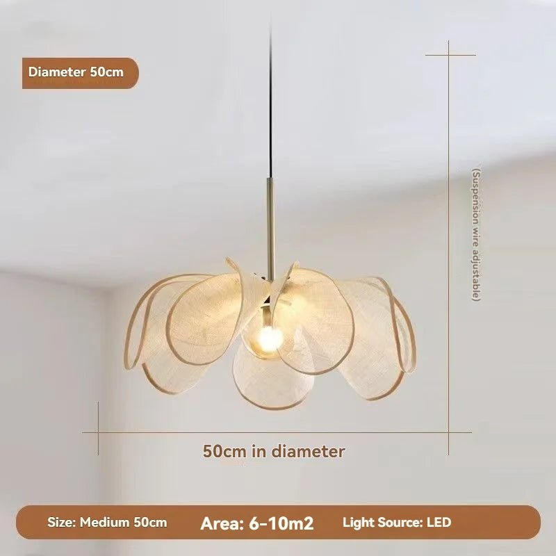 Wabi-Sabi White Fabric Flower Pendant Light - Decorbites