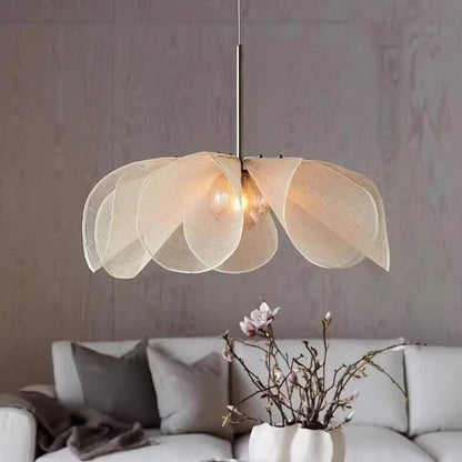 Wabi-Sabi White Fabric Flower Pendant Light - Decorbites