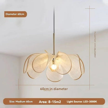 Wabi-Sabi White Fabric Flower Pendant Light - Decorbites