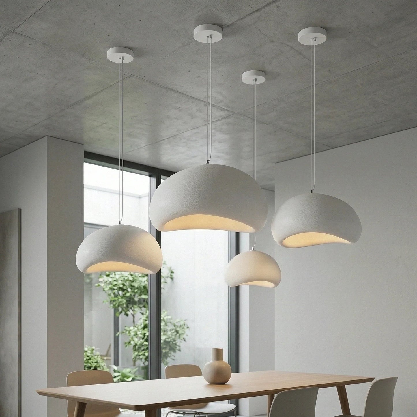 Wabi Sabi White Or Gray Sculpted Pendant Light - Decorbites