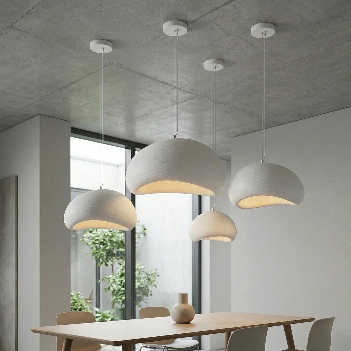 Wabi Sabi White Or Gray Sculpted Pendant Light - Decorbites
