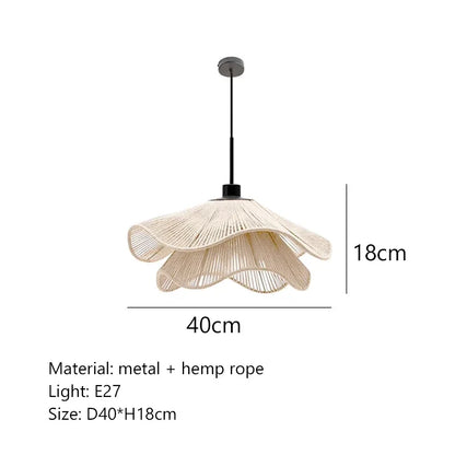 Wabi-Sabi Wicker Petal Pendant Light in Brown Beige