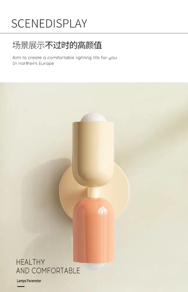 DecorBites™ two-toned wall sconce featuring colorful wall lights nordic style for bedroom and living room lighting