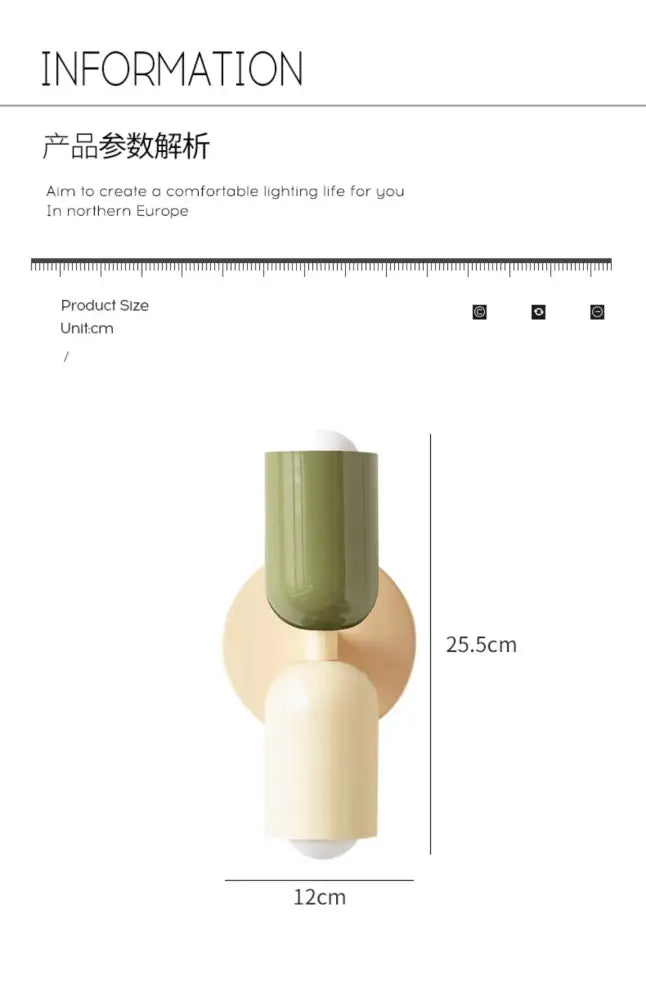 Decorbites™ two-toned light colorful wall sconce nordic minimalist modern bedroom and living room wall lights