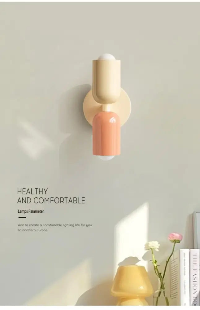 Two-toned light colorful wall sconce by DecorBites minimalist modern wall lights nordic for bedroom and living room