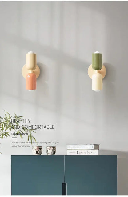 Decorbites two-toned light colorful wall lights nordic minimalist modern design for bedroom and living room use