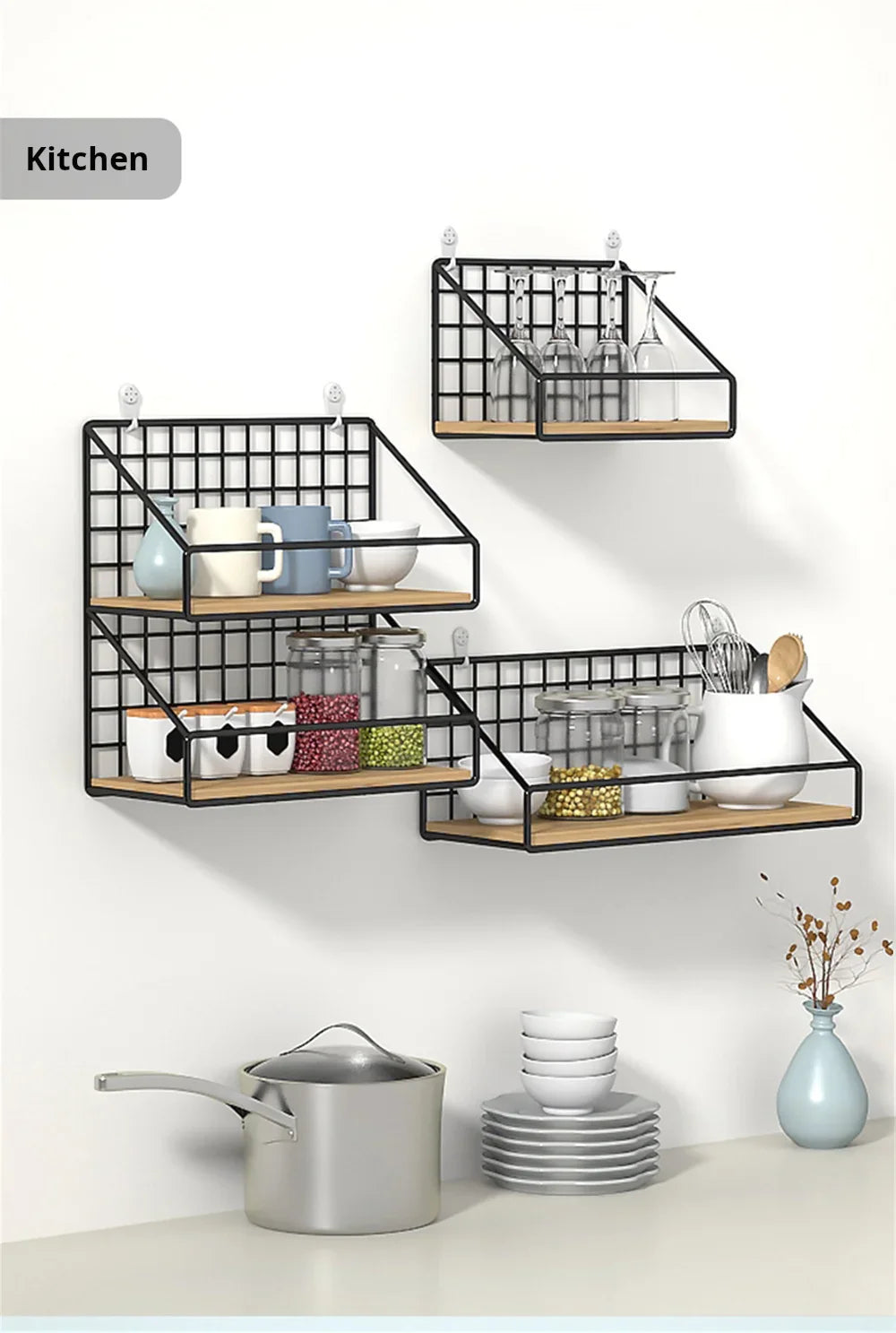 Wall Mounted Storage Shelves and Baskets
