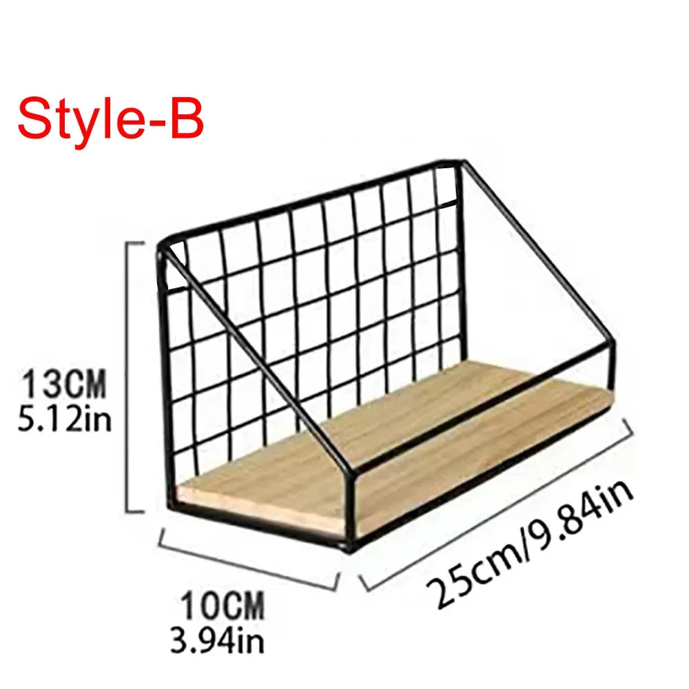 Wall Mounted Storage Shelves and Baskets - B 25cm