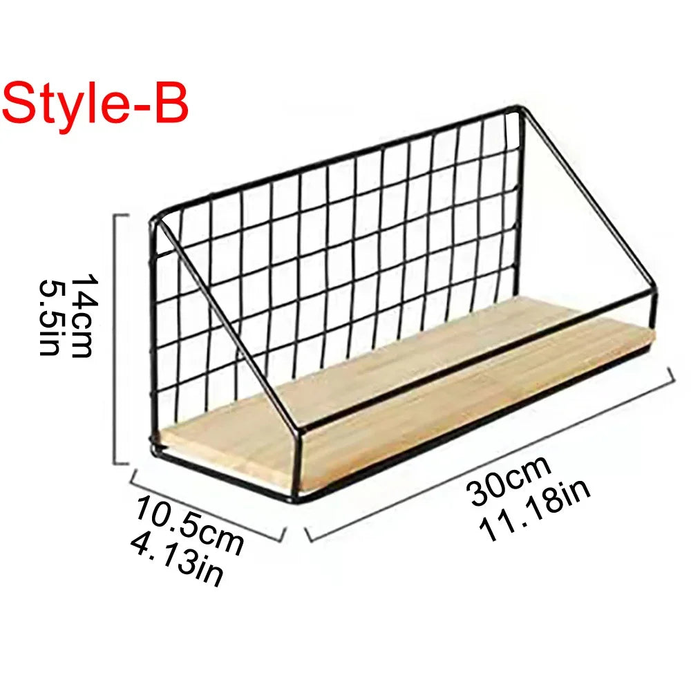 Wall Mounted Storage Shelves and Baskets - B 30cm