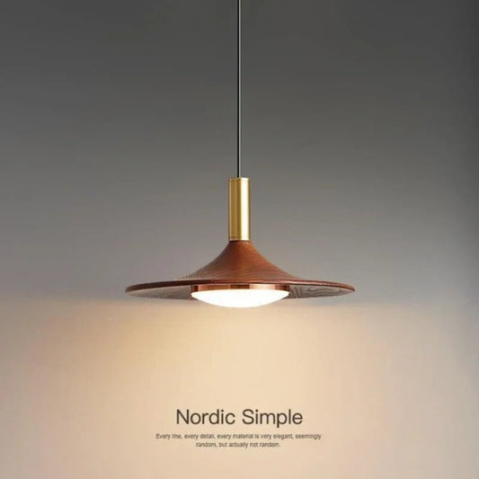 Walnut Three-Head Saucer Pendant Light - Decorbites