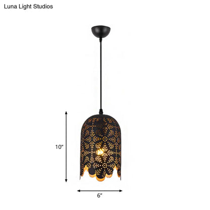 Warehouse Patterned Pendant Lamp Kit - Metallic Black Ceiling Light for Restaurant