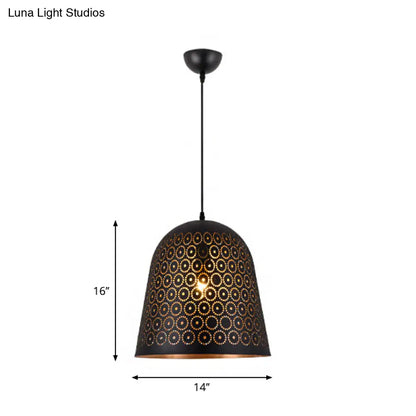 Warehouse Patterned Pendant Lamp Kit - Metallic Black Ceiling Light for Restaurant