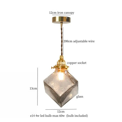 Warm brass cracked glass led pendant light with frosted textured glass and brass fittings for kitchen dining room decorbites cracked glass
