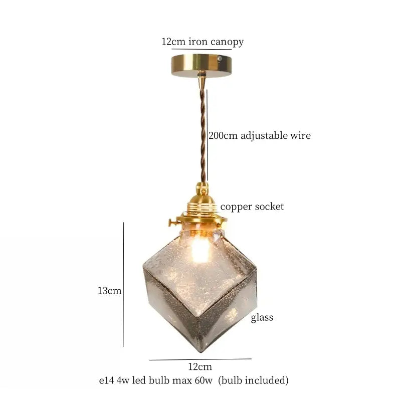 Warm brass cracked glass led pendant light with frosted textured glass and brass fittings for kitchen dining room decorbites cracked glass