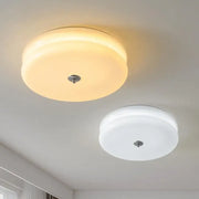 Warm chrome ceiling lights with double layer glass led and frosted diffuser designed for bedroom lighting
