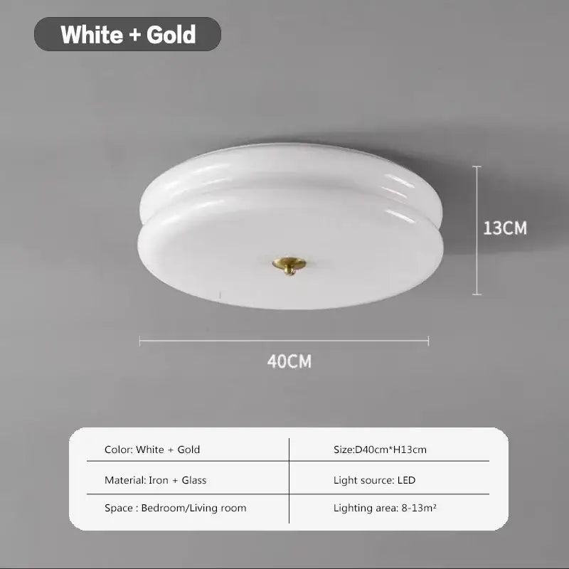 White and gold warm chrome double layer glass led ceiling light with frosted glass diffuser and iron frame for bedroom ceiling lights