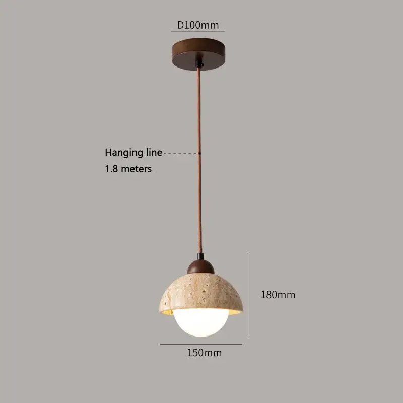 Rustic cave stone pendant light with a textured cork shade and warm brass frame for decorbites cave stone decor