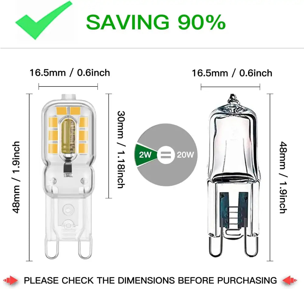 Clear glass decorbites g9 led bulb with warm white and cool white light 2w energy-saving for living room decor