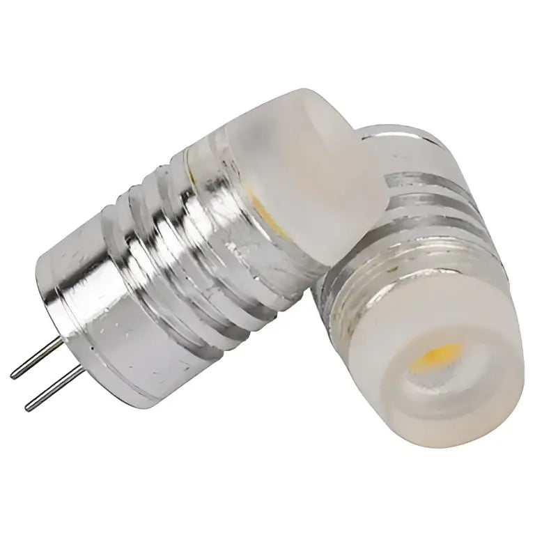 Silver-colored decorbites g4 led bulb with clear plastic housing and two metal pins for home lighting bedroom use