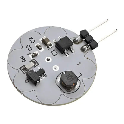 Silver circular circuit board with black components and labeled solder points on decorbites g4 led bulb 12*smd5730 back side