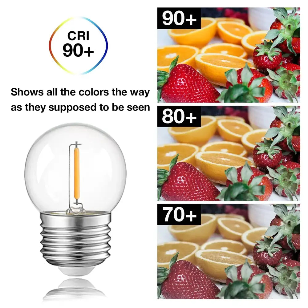 Clear glass warm white decorbites g40 e27 1w warm led globe bulb with silver base and orange filament for outdoor patio lighting