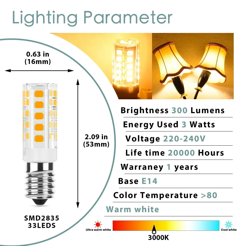 Warm white 3 watt led corn bulb with clear glass body and e14 base for g9 led corn kitchen chandelier light