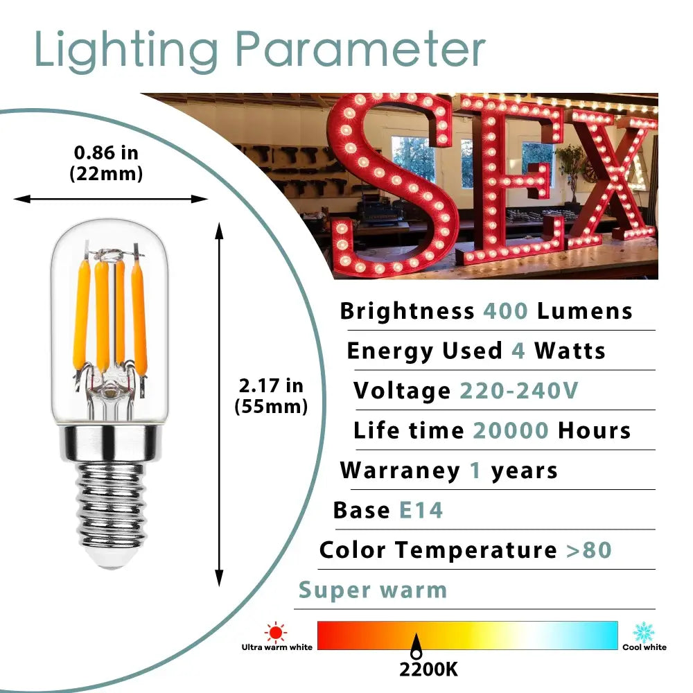 Clear glass e14 candle-style led corn bulb with three yellow filaments and silver base for warm white kitchen chandelier light