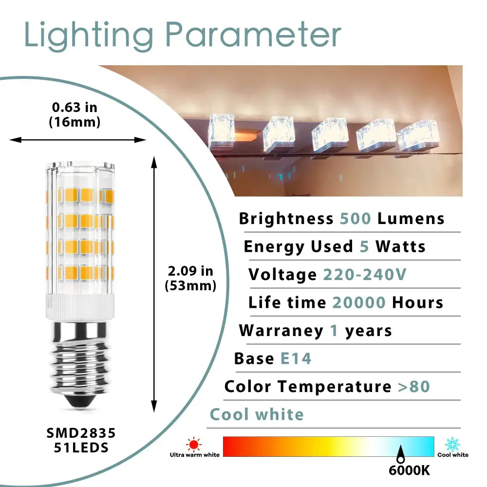 Cool white led corn bulb with 51 smd2835 leds and e14 base for warm white g9 led corn kitchen chandelier light