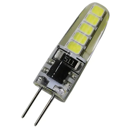 Warm white decorbites g4 led bulb with clear glass body and six yellowish-green leds for kitchen replacement lighting