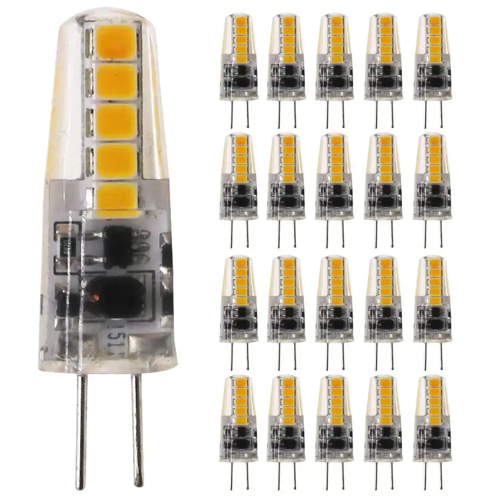 Clear glass warm white decorbites g4 led bulb with yellow light-emitting chips and two metal pins for kitchen use
