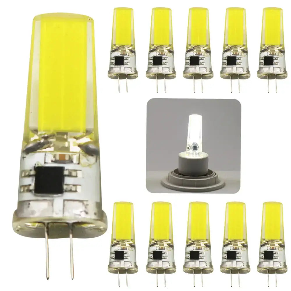Warm yellow glass decorbites g4 cob led bulb with clear glass housing and metallic base for living room crystal light