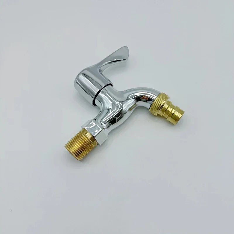 Chrome finished washer faucet with brass threaded connectors for cold water bidet tap or garden water tap use