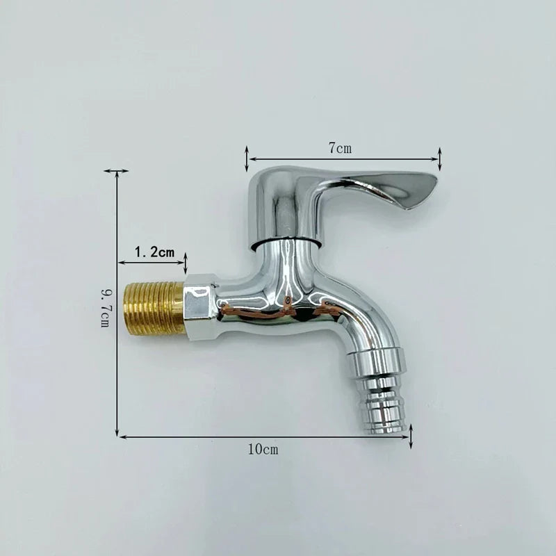 Chrome-finished metal washer faucet with brass threaded connection and flexible hose for cold water bidet tap use