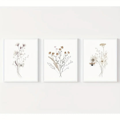 Watercolor Flower Posters Set: Botanical Canvas Art - Posters