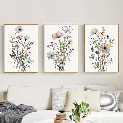 Watercolor Flower Posters Set: Botanical Canvas Art - Posters